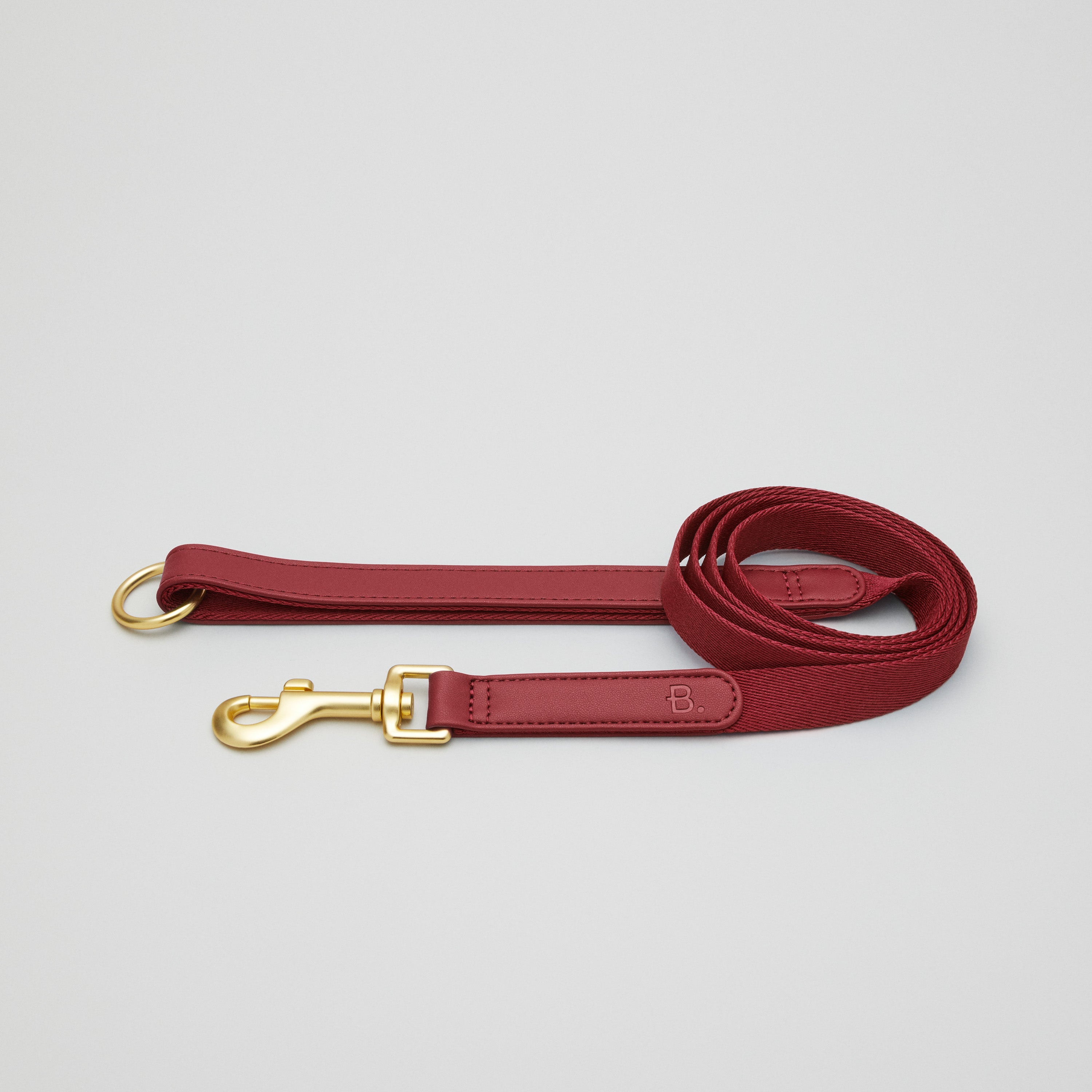 Burgundy dog collar walk kit + Poop Bag Holder